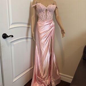 Sherri Hill Pink Ruched Backless Gown size 00